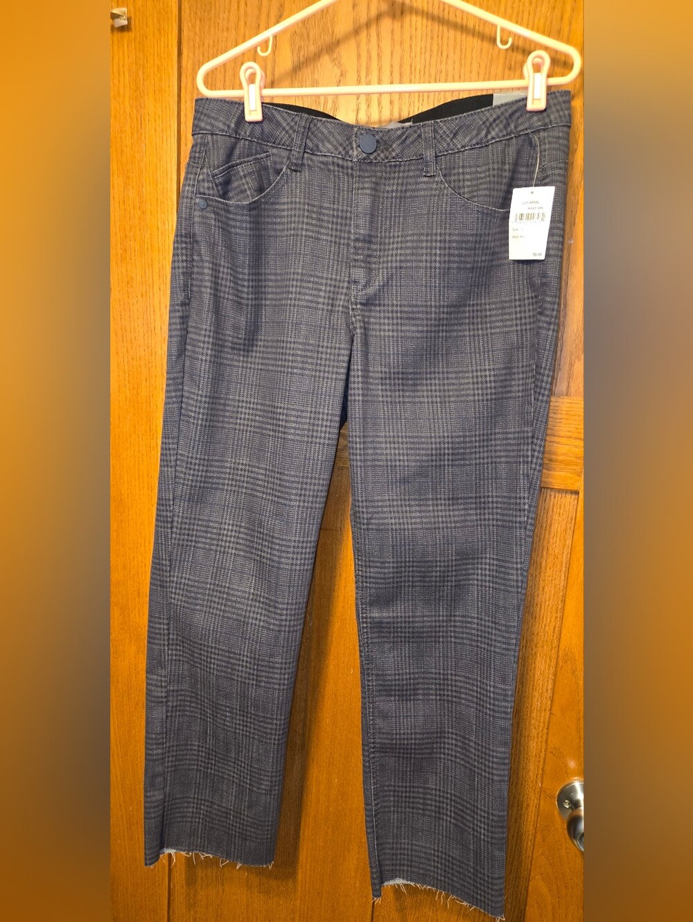Wit & Wisdom Women's Plaid Straight-Leg Pants - Gray Size 12